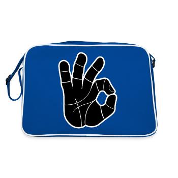 OK Handzeichen | OK Hand Sign - Retro Tasche - Blau/Weiß - Hinten