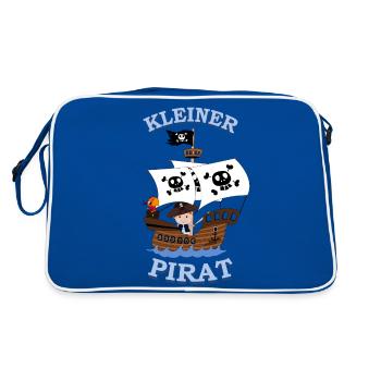 Piratenschiff Kleiner Pirat - Retro Tasche - Blau/Weiß - Hinten