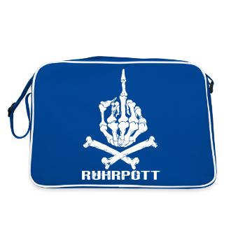 Ruhrpott one Finger - Retro Tasche - Blau/Weiß - Hinten