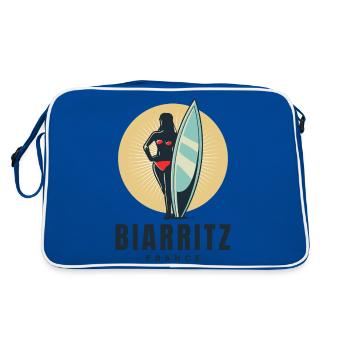 Biarritz France Surfeuse rétro - Sac Retro - bleu/blanc - Dos