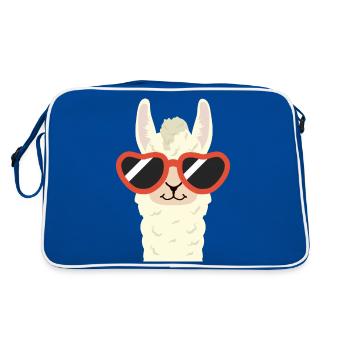 Coole Lama - Retro Tasche - Blau/Weiß - Hinten