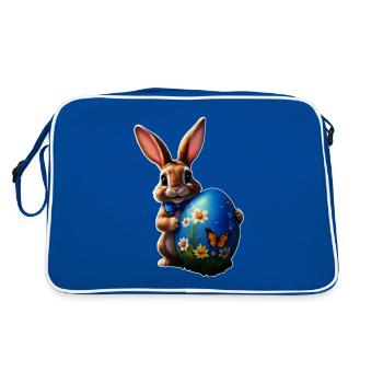 Petit lapin de Pâques avec œuf de Pâques bleu - Sac Retro - bleu/blanc - Dos