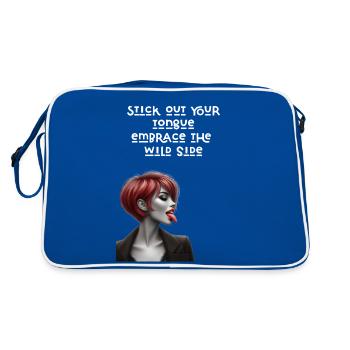 Stick out your tongue, embrace the wild side - Retro Bag - blue/white - Back