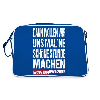 Dann Wollen wir uns mal ne schöne Stunde machen - Retro Tasche - Blau/Weiß - Hinten