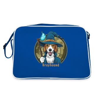 Magischer Windhund im Zauberer Outfit für Zauberer - Retro Tasche - Blau/Weiß - Hinten