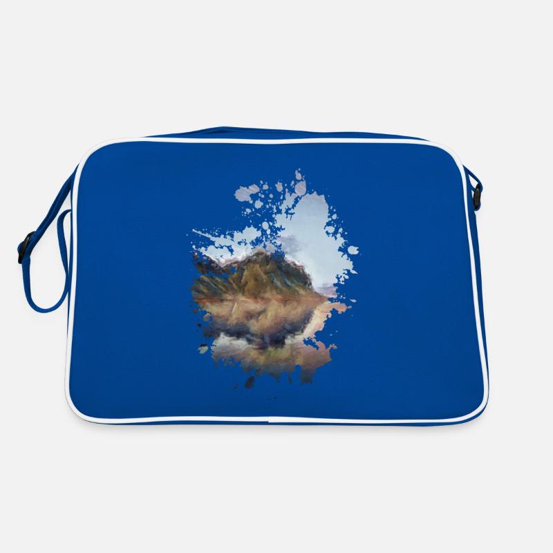 Landschaft - Retro Tasche - Blau/Weiß