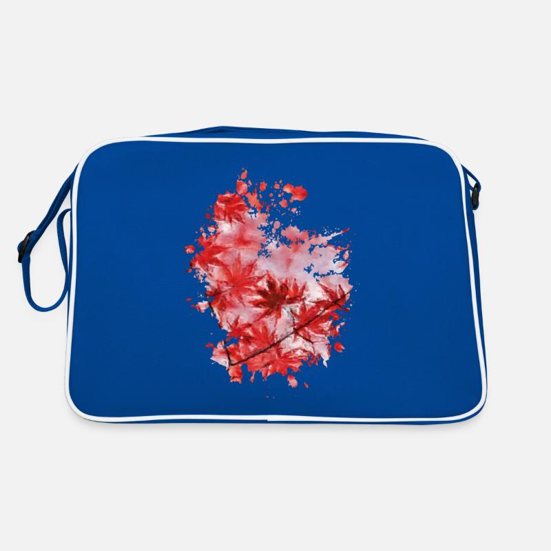 Blätter - Retro Tasche - Blau/Weiß