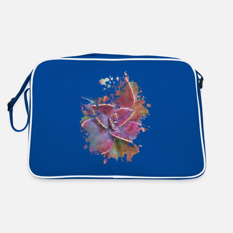 Pflanze - Retro Tasche - Blau/Weiß