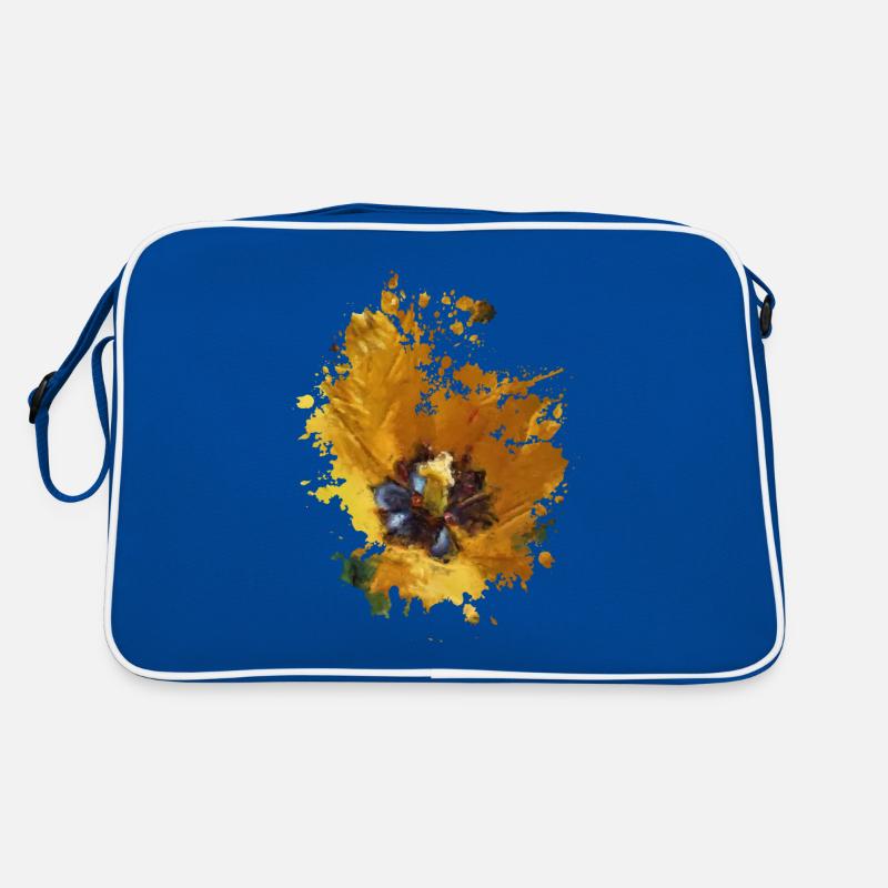 Blume - Retro Tasche - Blau/Weiß