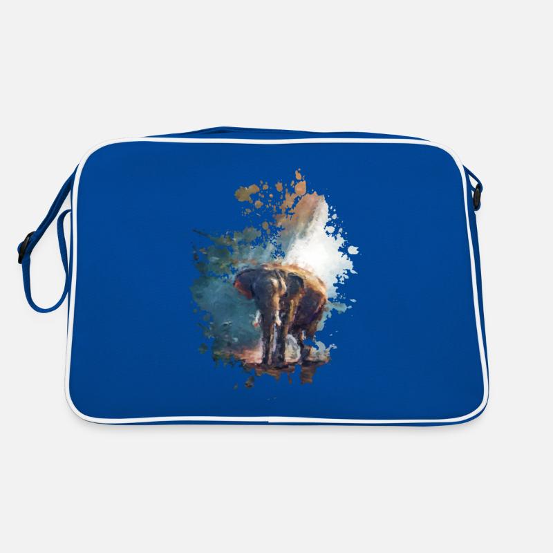 Elefant - Retro Tasche - Blau/Weiß