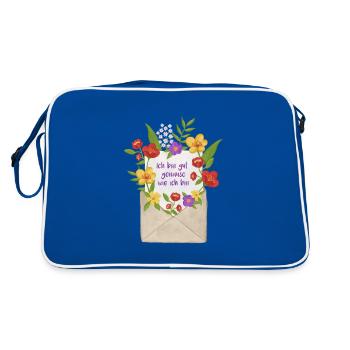 Liebesbrief an mich selbst Botschaft - Retro Tasche - Blau/Weiß - Hinten