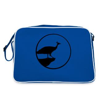 cliff moon round circle night evening sun bird sil - Retro Bag - blue/white - Back