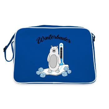 Winterbaden Winterbader Eisbader im Eisbad - Retro Tasche - Blau/Weiß - Hinten