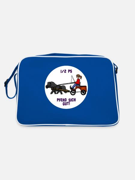 Pferd sich gut - Retro Tasche - Blau/Weiß