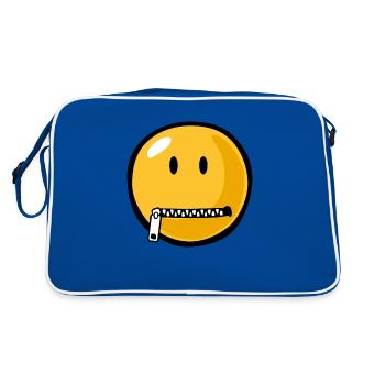 Smiley zipped mouth - Retro Bag - blue/white - Back
