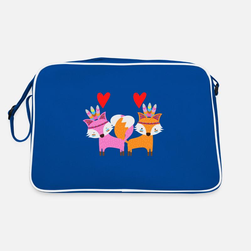 Fuchs Liebe, Paar, Beziehung - Retro Tasche - Blau/Weiß