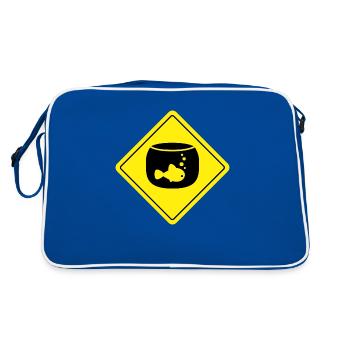 Yellow goldfish jar panel - Retro Bag - blue/white - Back