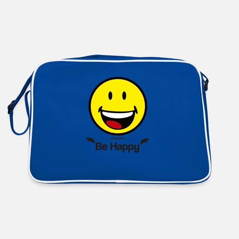 SmileyWorld "Sei glücklich" - Retro Tasche - Blau/Weiß