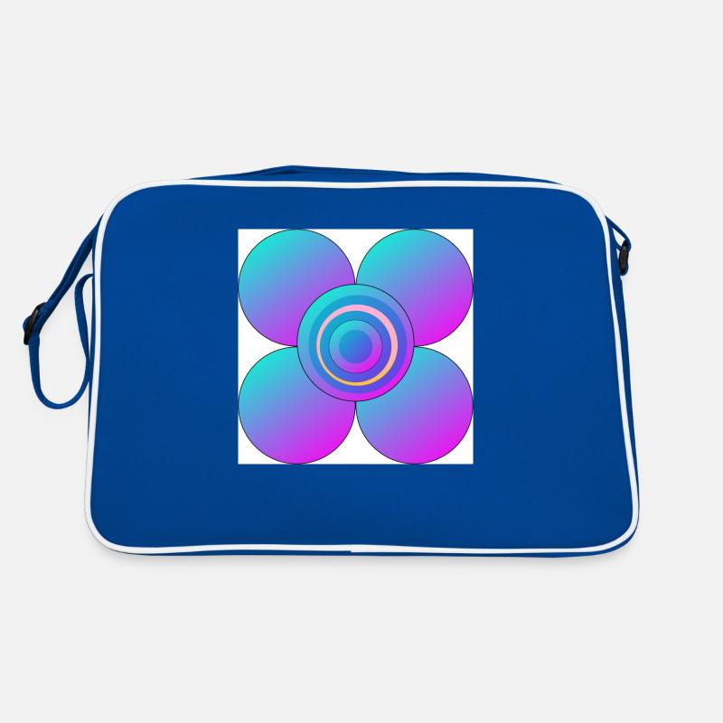 Bunte Blume - Retro Tasche - Blau/Weiß