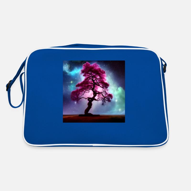 Mystischer Baum - Retro Tasche - Blau/Weiß