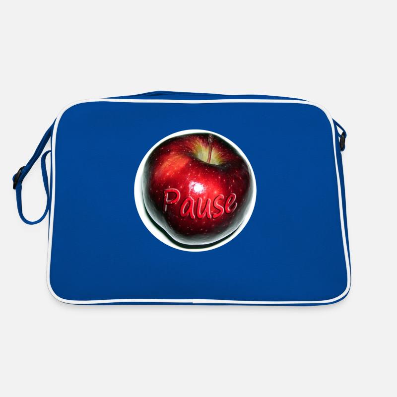 Apfel 01 Pause Poster - Retro Tasche - Blau/Weiß