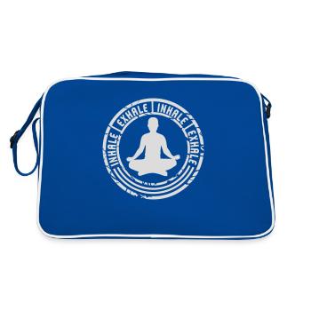 inhale exhale yoga quote - Retro Bag - blue/white - Back