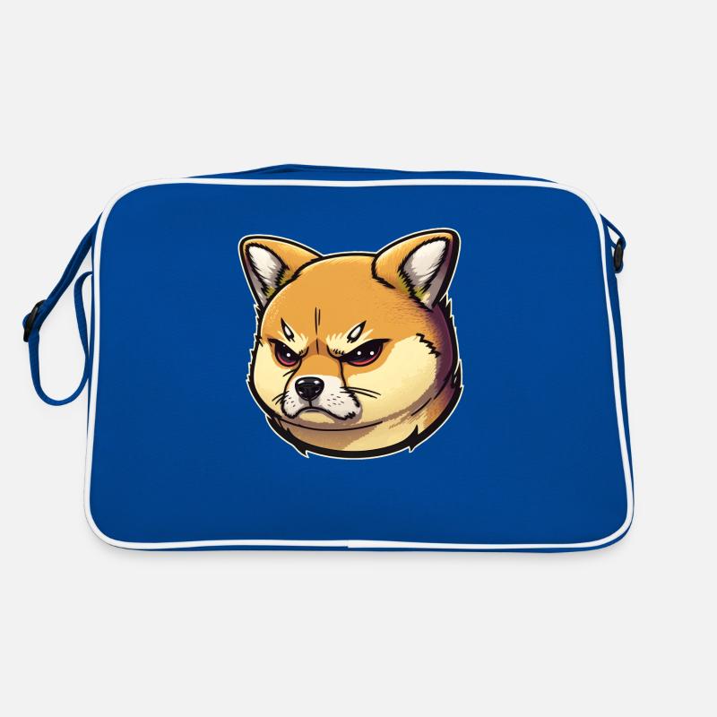Shiba Grumpy - Retro Tasche - Blau/Weiß