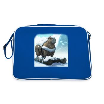 Starkes Capybara - Retro Tasche - Blau/Weiß - Hinten