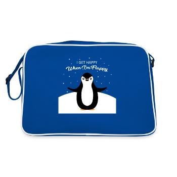 Ich bin glücklich, wenn ich schlaff bin - Retro Tasche - Blau/Weiß - Hinten