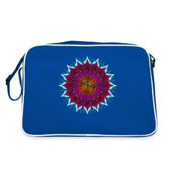 Mandala Red-Turquoise - Retro Bag - blue/white - Back