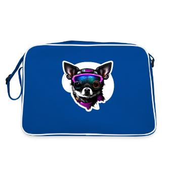 Chihuahua futuristic with glasses - Retro Bag - blue/white - Back