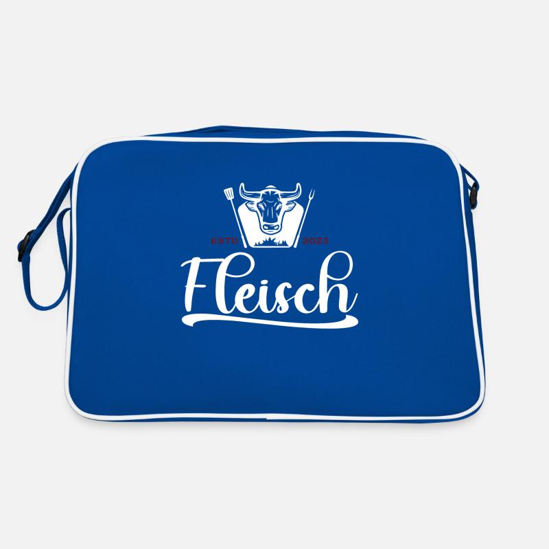 Fleisch Logo mit Stier Weiß Retro Tasche