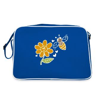 Amour des abeilles et des fleurs (blanc) - Sac Retro - bleu/blanc - Dos