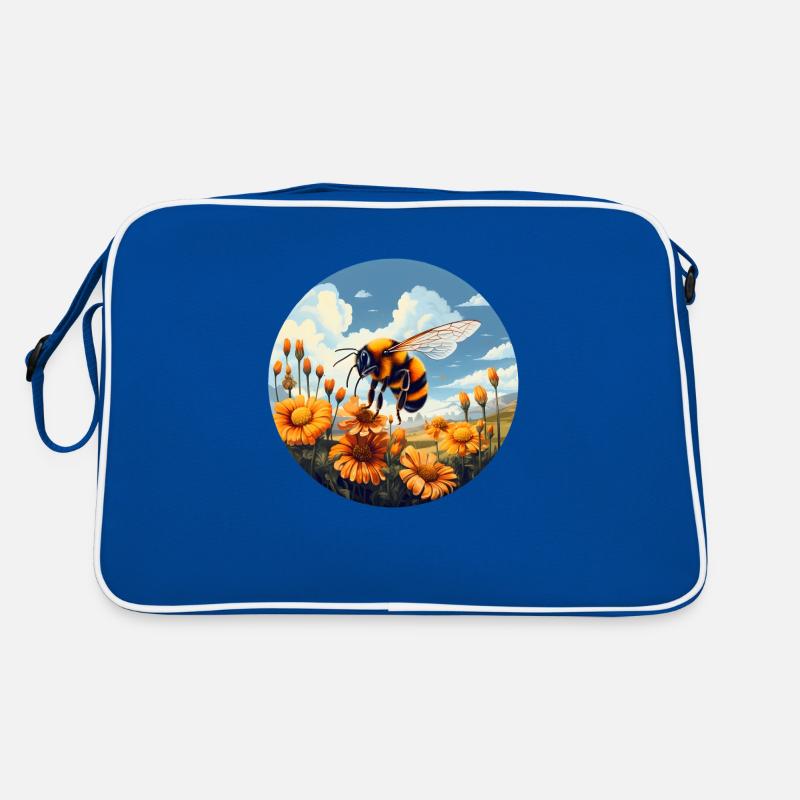 Hummelblüten - Retro Tasche - Blau/Weiß