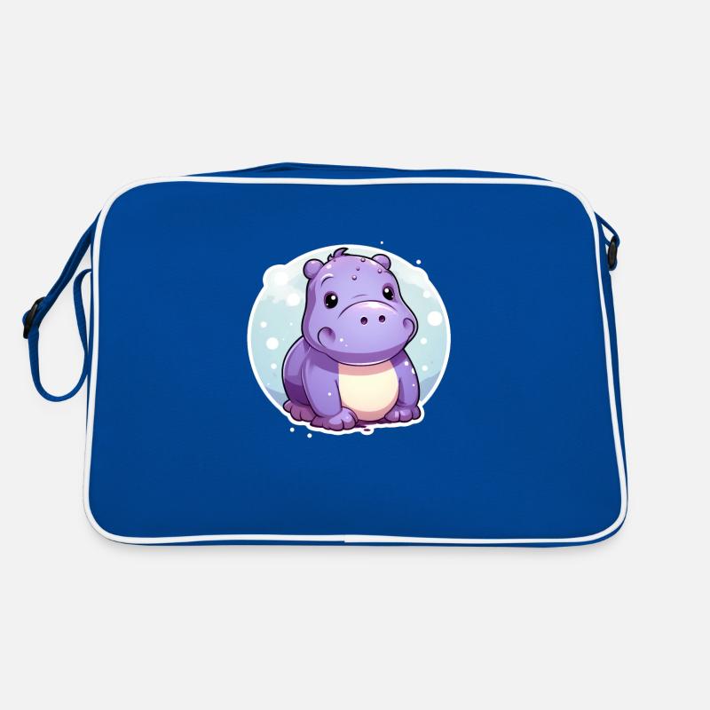 Flusspferd - Retro Tasche - Blau/Weiß