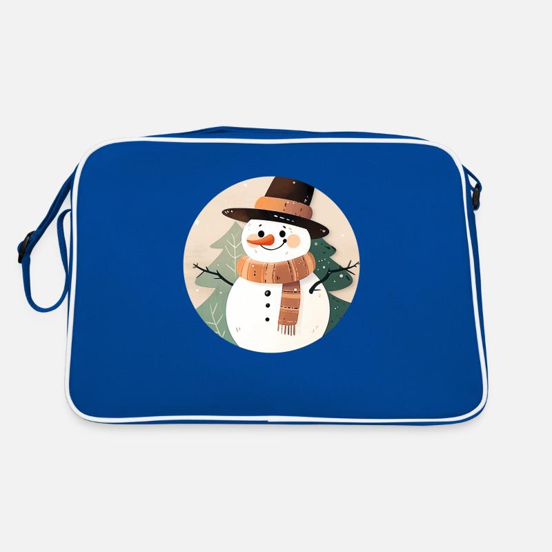 Schneemann - Retro Tasche - Blau/Weiß