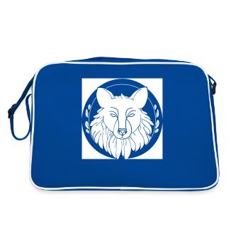 Wolf / Fuchs - Retro Tasche - Blau/Weiß - Hinten