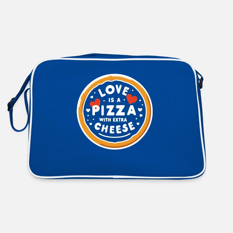 Liebe ist eine Pizza mit extra Käse Retro Tasche