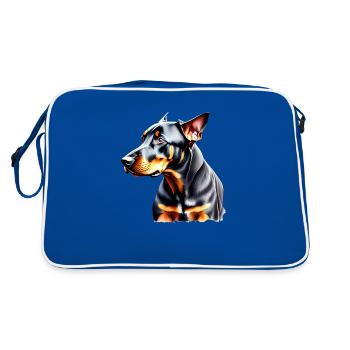 Doberman dog Doberman trainer Doberman puppy - Retro Bag - blue/white - Back