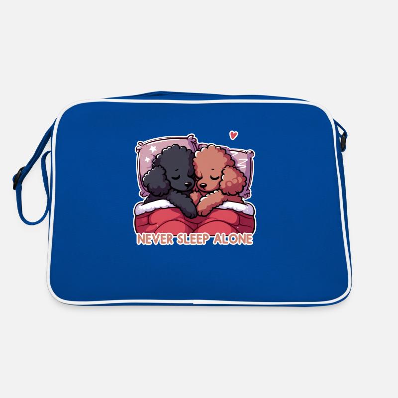 Sleeping Poodles - Never Sleep Alone - Retro Bag - blue/white