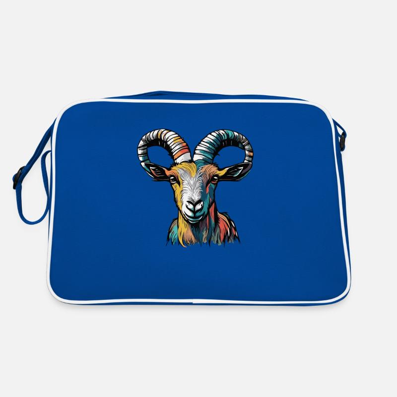 Ziege Steinbock Sternzeichen - Retro Tasche - Blau/Weiß