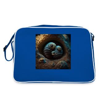 Süße kleine Larven - Retro Tasche - Blau/Weiß - Hinten