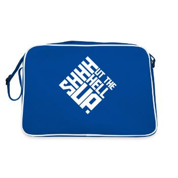 Chut, tais-toi, blague, dit : « Ferme ta gueule » - Sac Retro - bleu/blanc - Dos