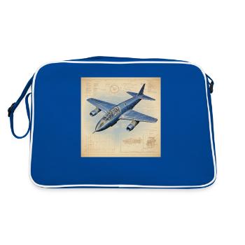 Blueprint of a jet plane - Retro Bag - blue/white - Back