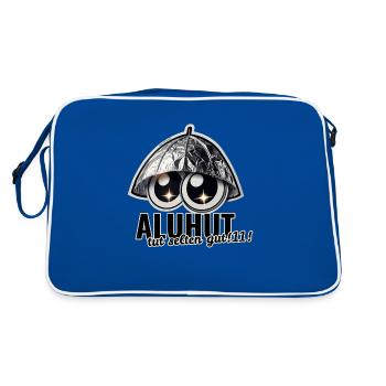 Mimikama Aluhut tut selten gut - Retro Tasche - Blau/Weiß - Hinten