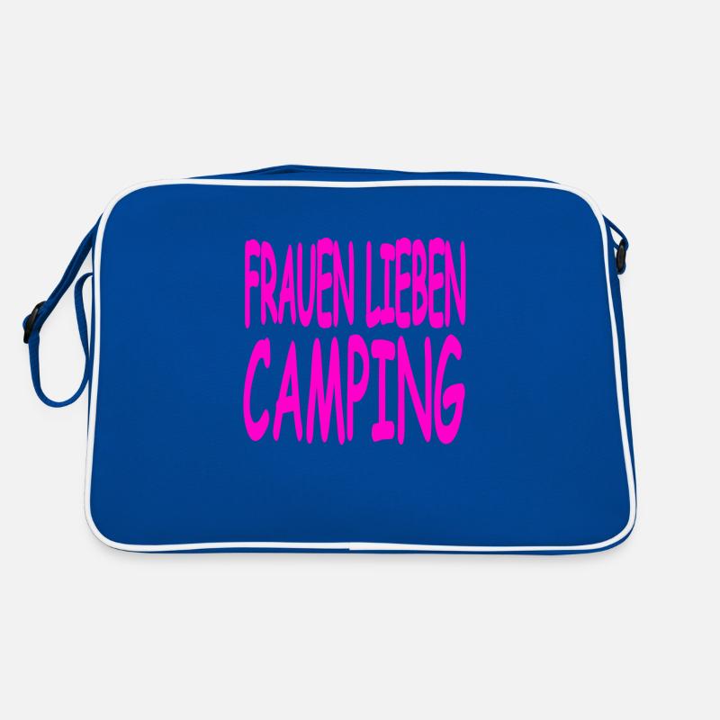 Camping - Retro Tasche - Blau/Weiß