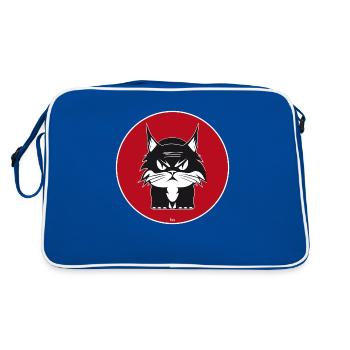 Cat/Katze Japan Bo-Grafik - Retro Tasche - Blau/Weiß - Hinten