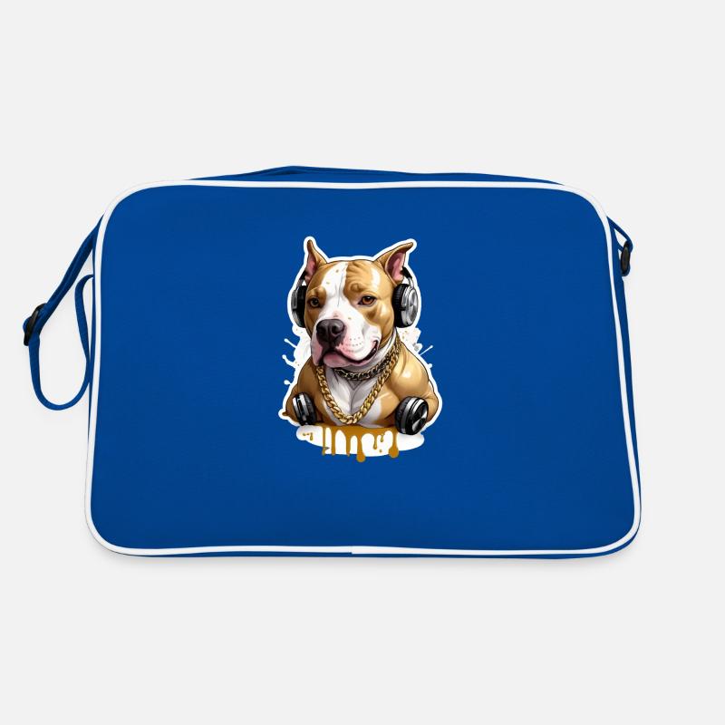 Chien bouledogue avec écouteurs Sac Retro