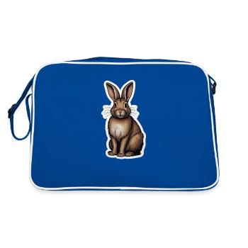 Hase Ostern Süß - Retro Tasche - Blau/Weiß - Hinten