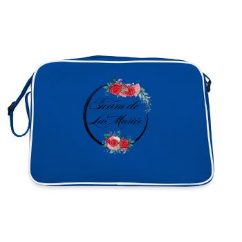 Red Floral Bride Team - Bachelorette Party Gift Idea - Retro Bag - blue/white - Back